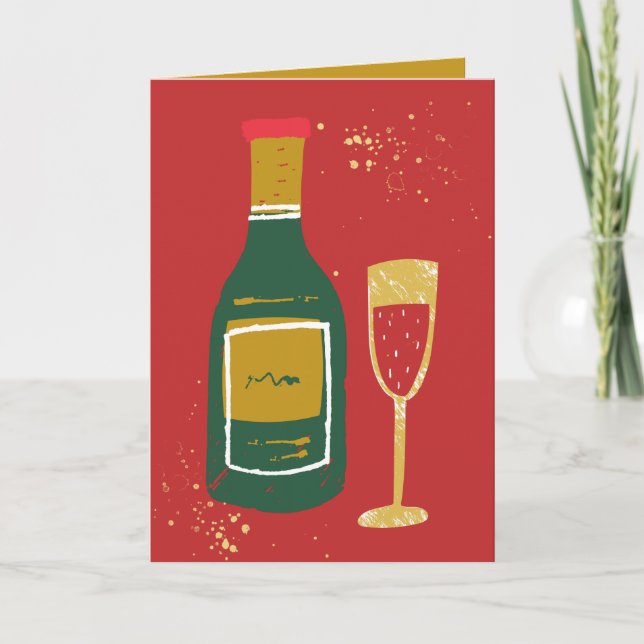 Congratulations Celebration Card with Wine & Glass (Front)