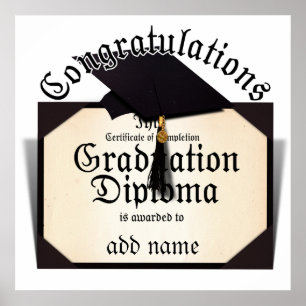 Congratulations! Certificate of Completion Diploma Poster