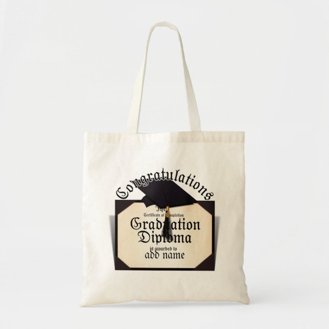 Congratulations! Certificate of Completion Diploma Tote Bag (Front)