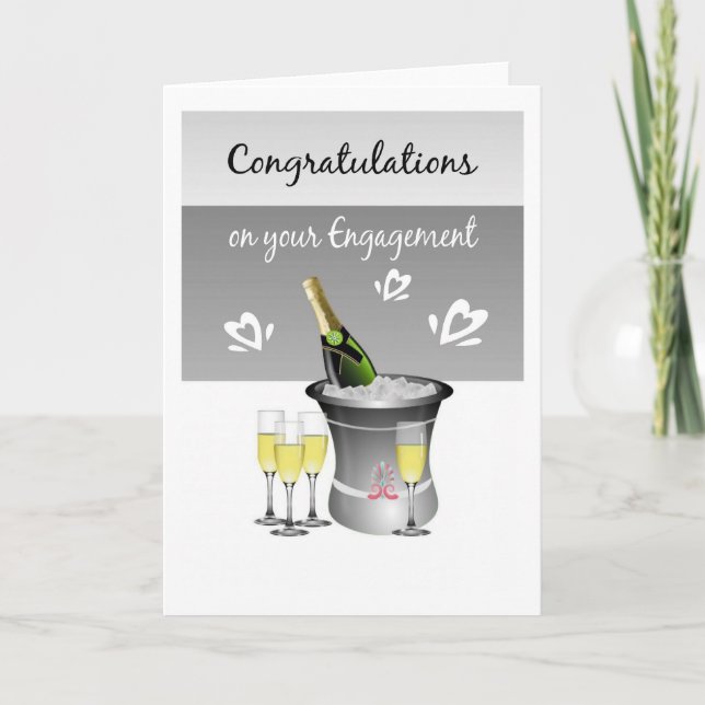 Congratulations Champagne Card For Engaged Couple (Front)