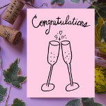Congratulations Champagne Cheers Sketch Doodle  Postcard<br><div class="desc">Sweet drawing of two bubbly glasses to congratulate someone on their wedding or engagement! Click on “Personalise” above to edit the inside text to suit your needs. Then click "edit using design tool" to adjust the fonts, colours and placements. You can change the background colour too or check my shop...</div>