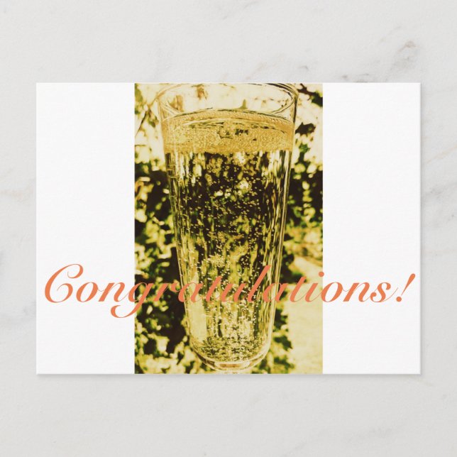 Congratulations Champagne Glass Postcard (Front)
