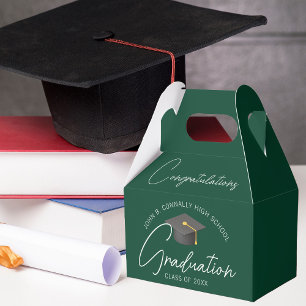 Congratulations Chic Dark Green Graduation Party Favour Box