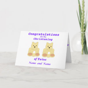 Congratulations Christening Twins add names Card