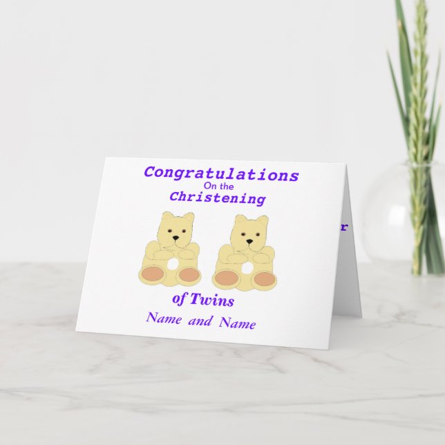 Congratulations Christening Twins add names Card (Front)