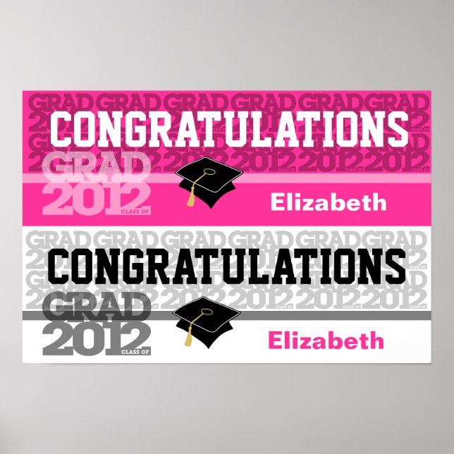 Congratulations Class of 2012 Banner Poster Pink (Front)