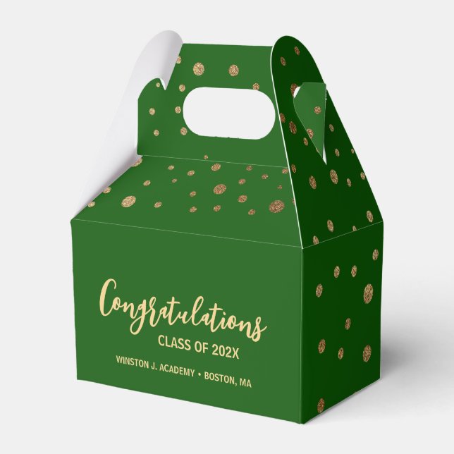Congratulations class of 2024 Grad Green Gold Favour Box (Front Side)
