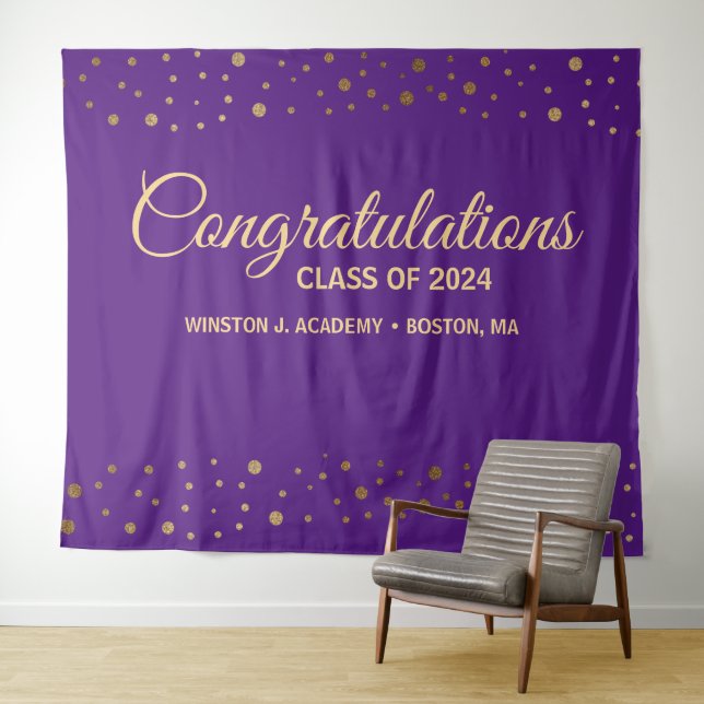 Congratulations Class of 2024 Purple Gold Grad Tapestry (In Situ (Horizontal))