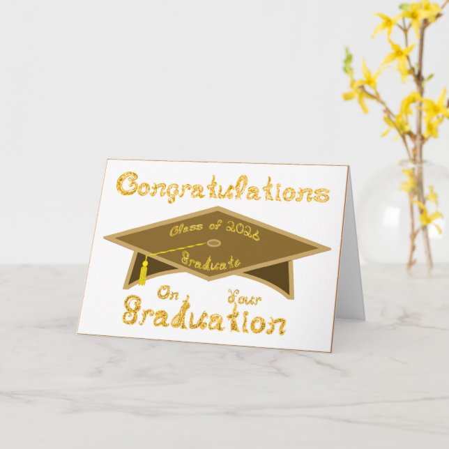 Congratulations Class of 2026 Graduate Brown Gold Card (Yellow Flower)