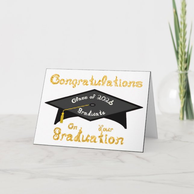 Congratulations Class of 2026 Graduate Gold White Card (Front)