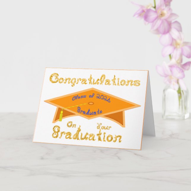 Congratulations Class of 2026 Graduate Orange Blue Card (Orchid)