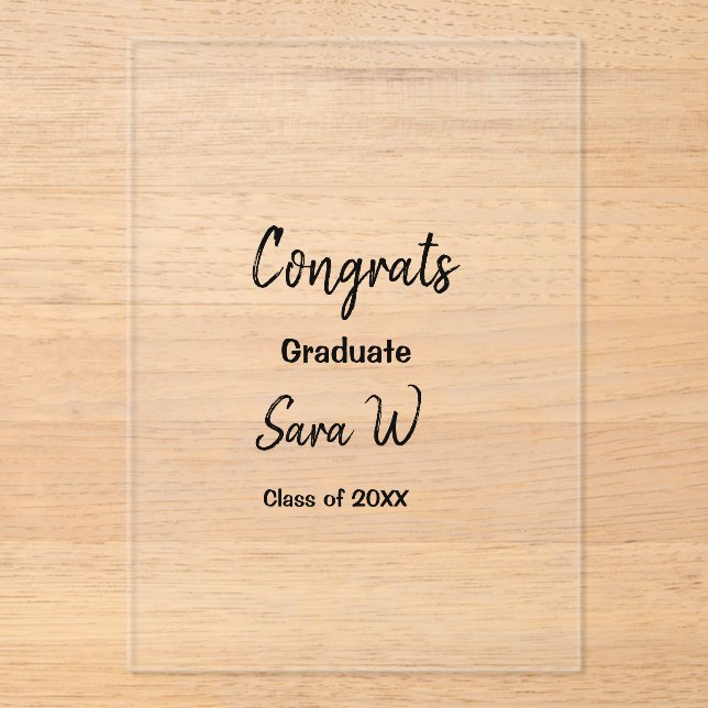 Congratulations class of add year name school col acrylic invitations (Front)