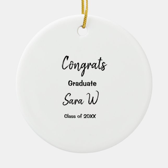 Congratulations class of add year name school col ceramic tree decoration (Front)