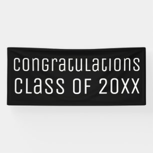 Congratulations Class of Black White Graduation Banner