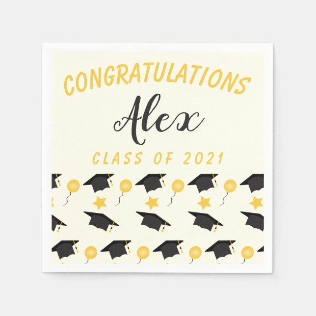 Congratulations Class Of Graduate Customise Name   Napkin (Front)