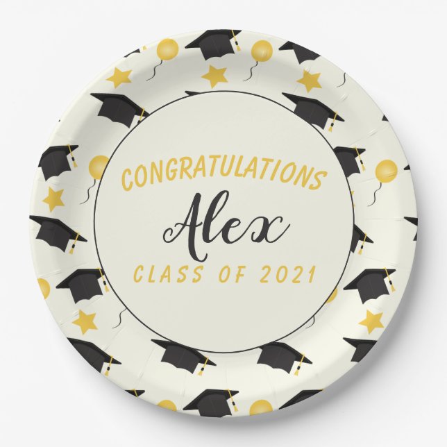 Congratulations Class Of Graduate Customise Name   Paper Plate (Front)