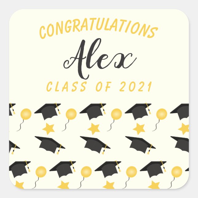 Congratulations Class Of Graduate Customise Name   Square Sticker (Front)