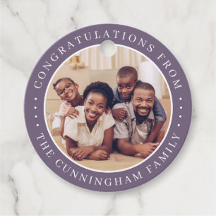 Congratulations Classic Simple Family Photo Favour Tags