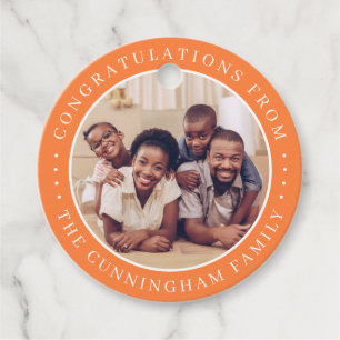 Congratulations Classic Simple Family Photo Favour Tags