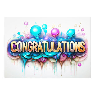 Congratulations! Colourful design Photo Print