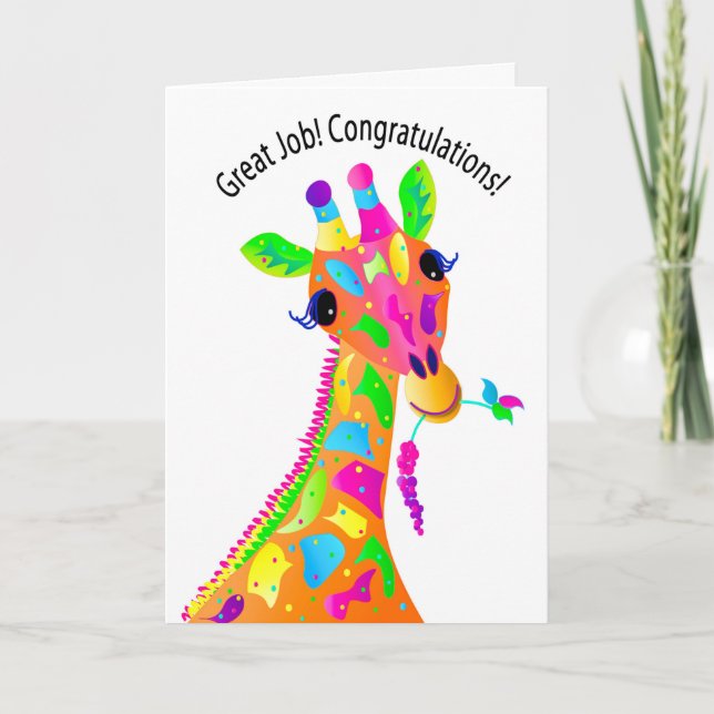 Congratulations, Colourful Giraffe, Kaleidoscope Thank You Card (Front)