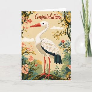 Congratulations Colourful Stork Holiday Card