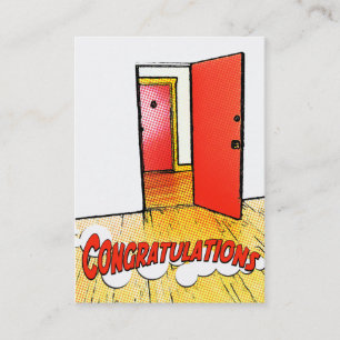 congratulations comic door business card