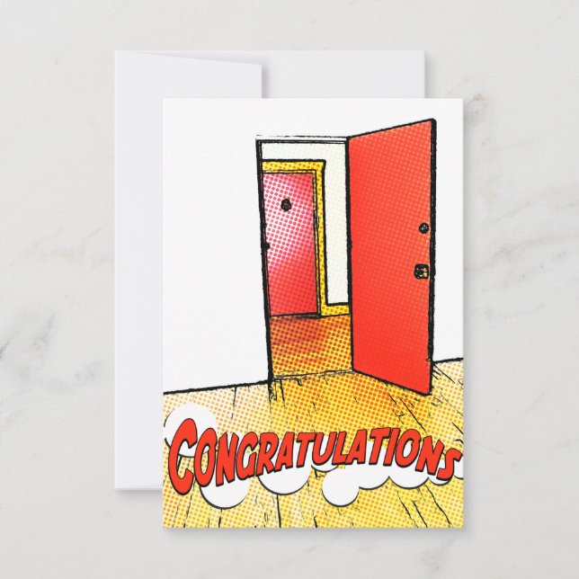 congratulations comic door invitation (Front)