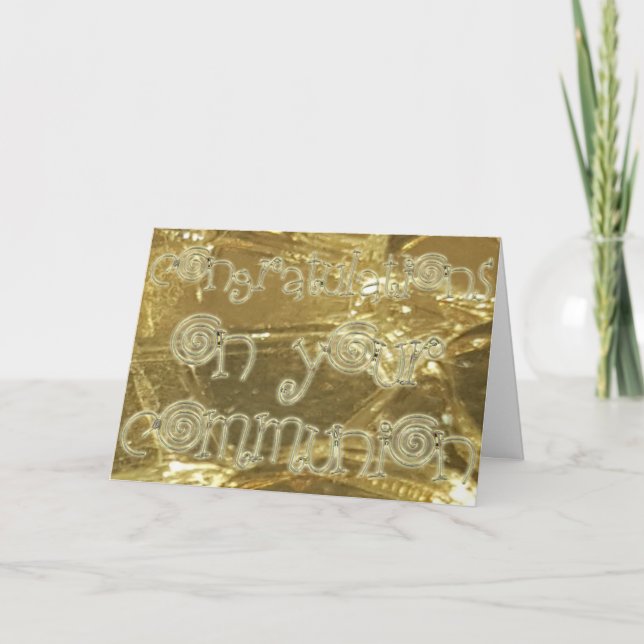 Congratulations Communion Typography Gold Glitter Card (Front)
