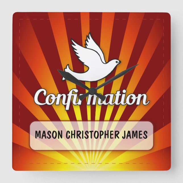 Congratulations Confirmation Dove, Gold, Red Clock (Front)