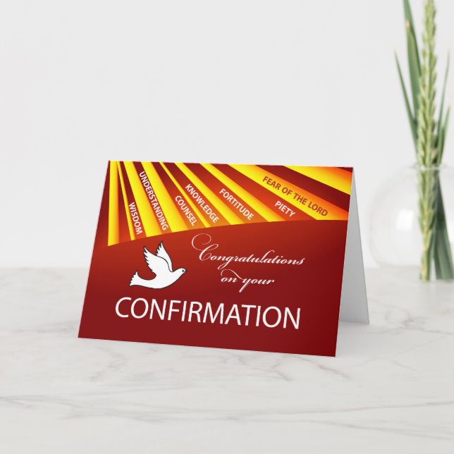 Congratulations Confirmation Dove with Gold and Re Card (Front)