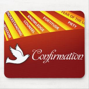 Congratulations Confirmation Dove with Gold and Re Mouse Mat