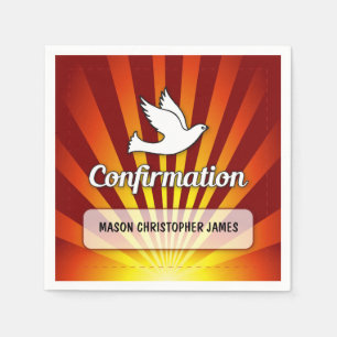 Congratulations Confirmation Dove with Gold and Re Napkin