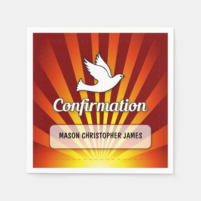 Congratulations Confirmation Dove with Gold and Re Napkin (Front)