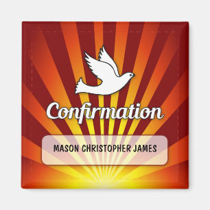 Congratulations Confirmation Dove with Gold, Red Magnet