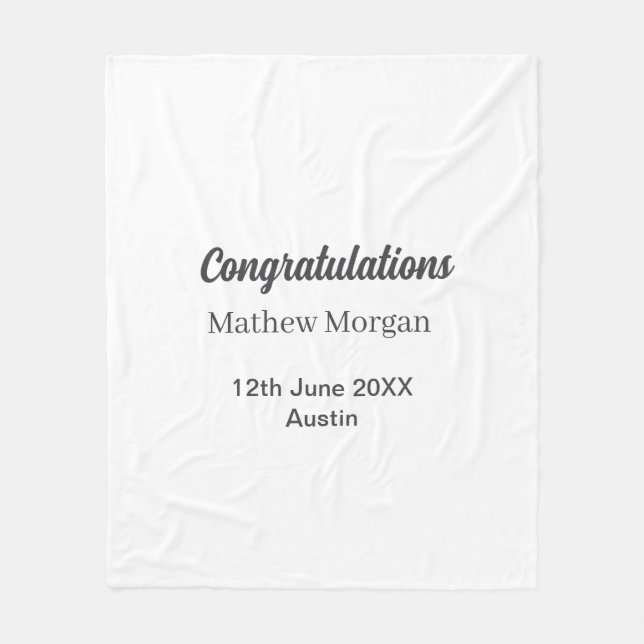 Congratulations congrats graduation name year clas fleece blanket (Front)