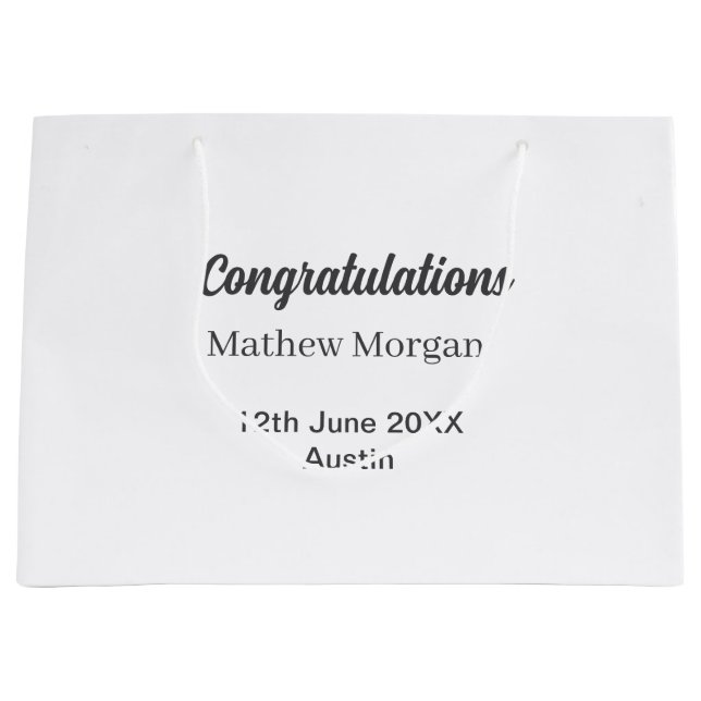 Congratulations congrats graduation name year clas large gift bag (Front)
