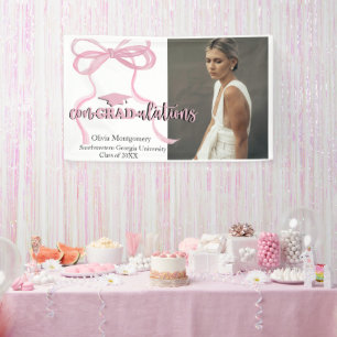 Congratulations Coquette Bow Photo Graduation  Banner