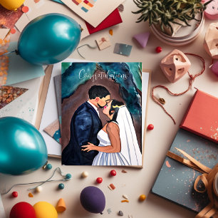 Congratulations   Couple's Wedding Kiss   Card