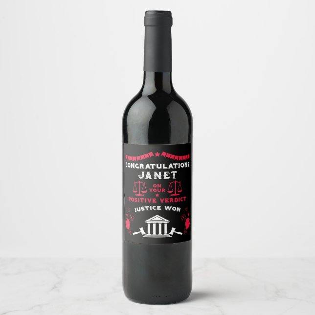 Congratulations Court Verdict Wine Label (Front)