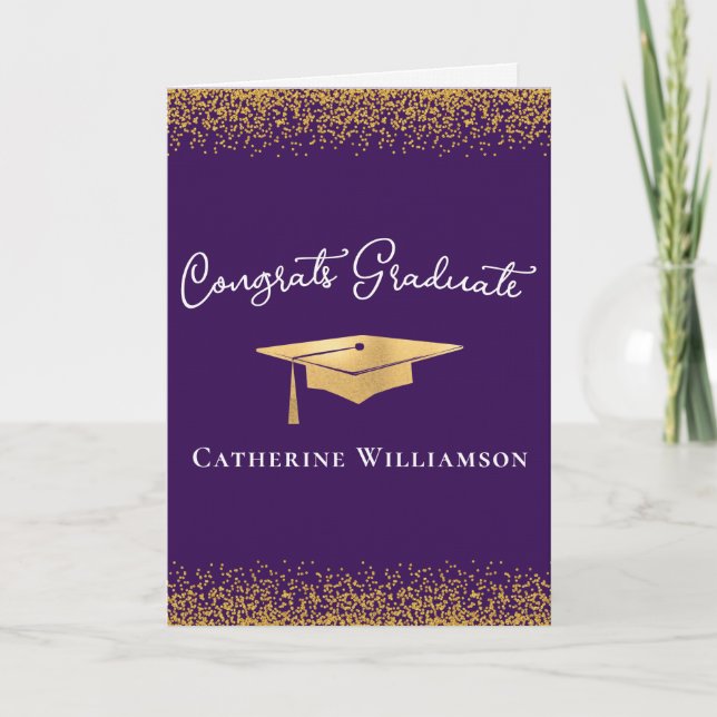 Congratulations Custom Elegant Gold Graduation  Card (Front)