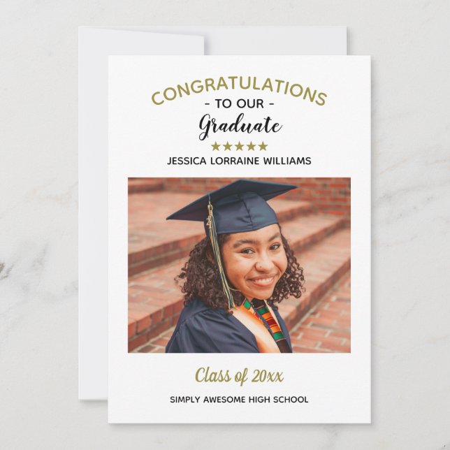 Congratulations Custom Photo Graduate Graduation Announcement (Front)