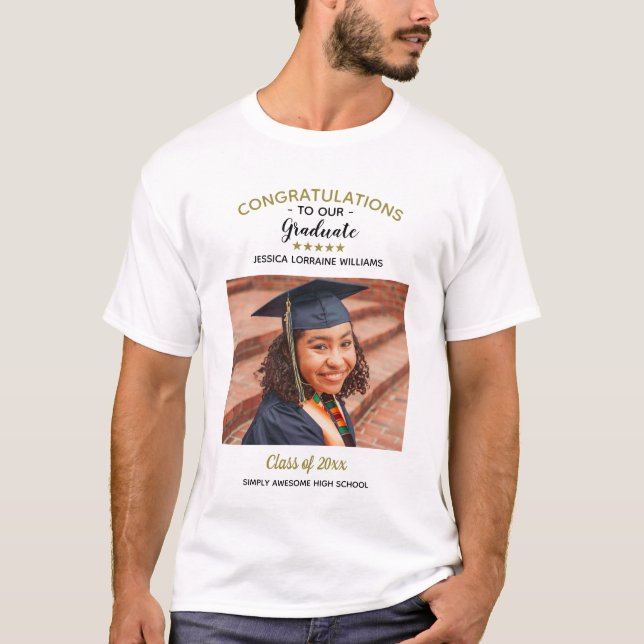 Congratulations Custom Photo Graduate Graduation T-Shirt (Front)