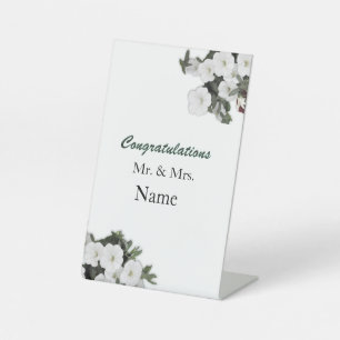 Congratulations Custom White Floral Pedestal Sign