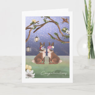 Congratulations Cute Bunny Rabbit Lesbian Couple Card