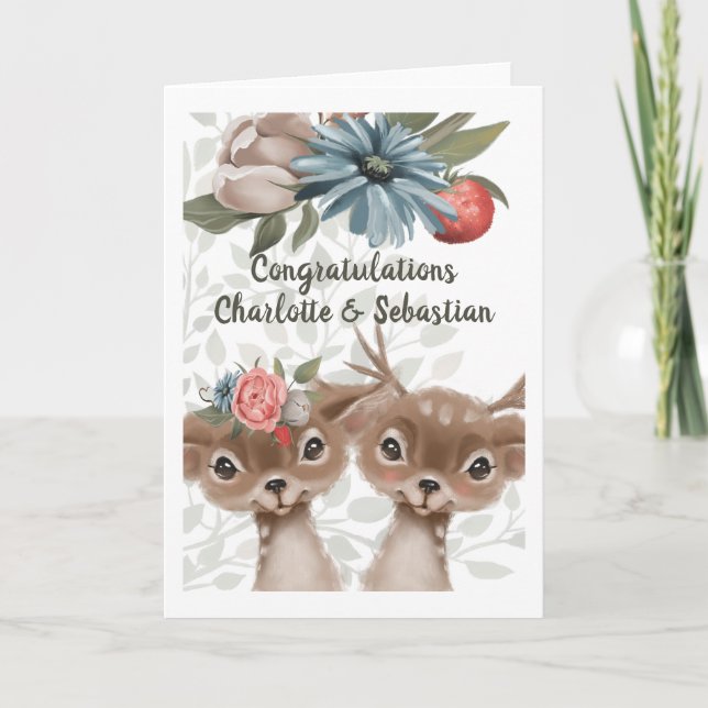 Congratulations Cute Deer Couple Card (Front)