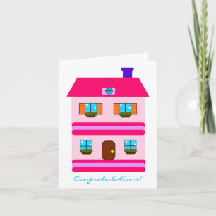Congratulations! Cute Pink New Home Housewarming Card