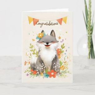 Congratulations Cute Wolf Holiday Card