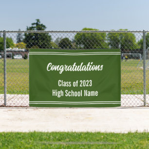 Congratulations Dark Green and White High School Banner