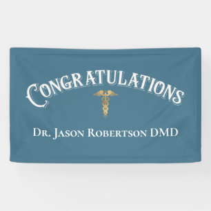 Congratulations Dentist Dental Elegant Blue Gold Banner